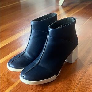 Stylish Navy and White Ankle Boots